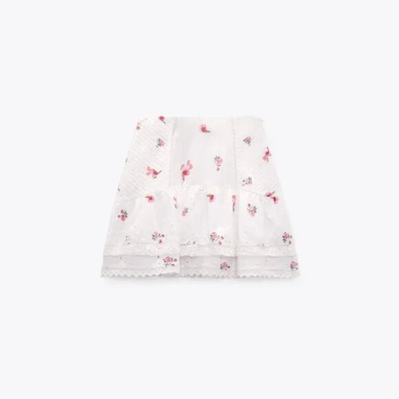 Zara Contrast Floral Print Mini Skirt XS - Picture 4 of 7